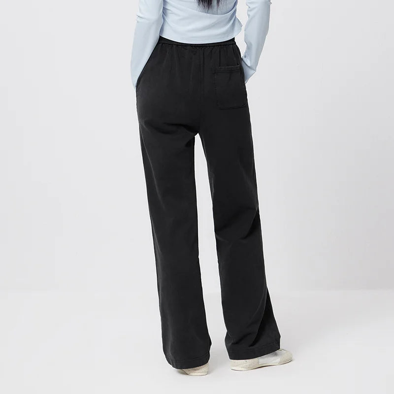 Semir Vintage Pants Women Spring Distressed Cotton Split Design Leg Lengthening Retro Slouchy Street Wide Leg Trousers