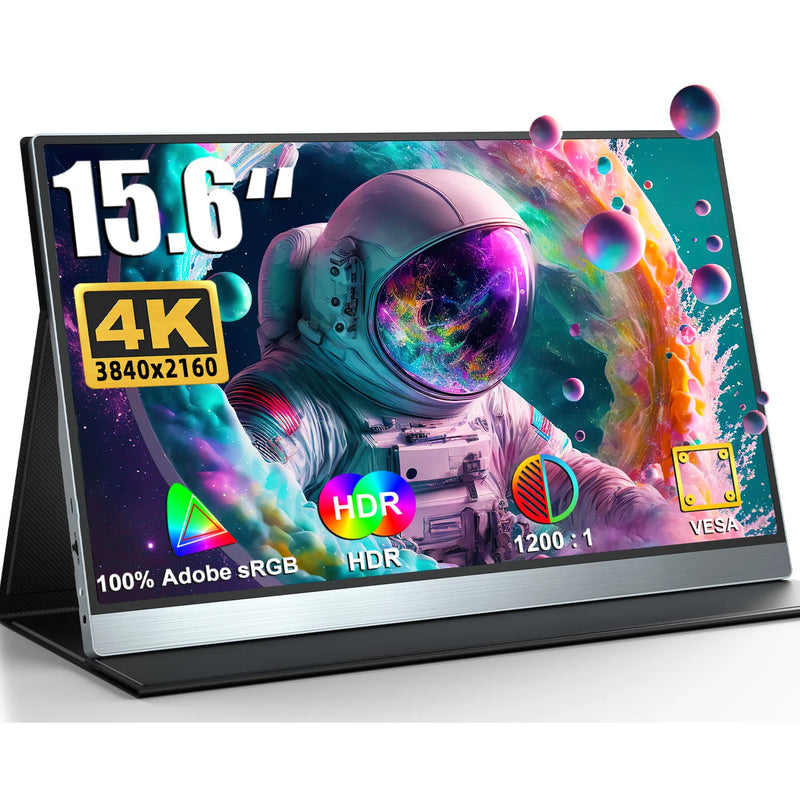 UPERFECT 4K Portable Monitor 15.6 Inch 100% sRGB HDR IPS UHD USB-C Laptop HDMI Computer Display With Smart Cover& Dual Speakers