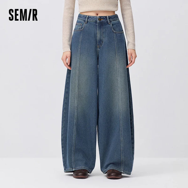 ខោខូវប៊យ Semir សម្រាប់នារី រចនាបថរលុង ជើងកោង រោមចៀមដុសខាត់ សមឥតខ្ចោះ ឆ្នាំ២០២៦ សម្លៀកបំពាក់ប្រចាំថ្ងៃរដូវរងាថ្មី រចនាប័ទ្មធម្មតាសម្រាប់ទីក្រុង