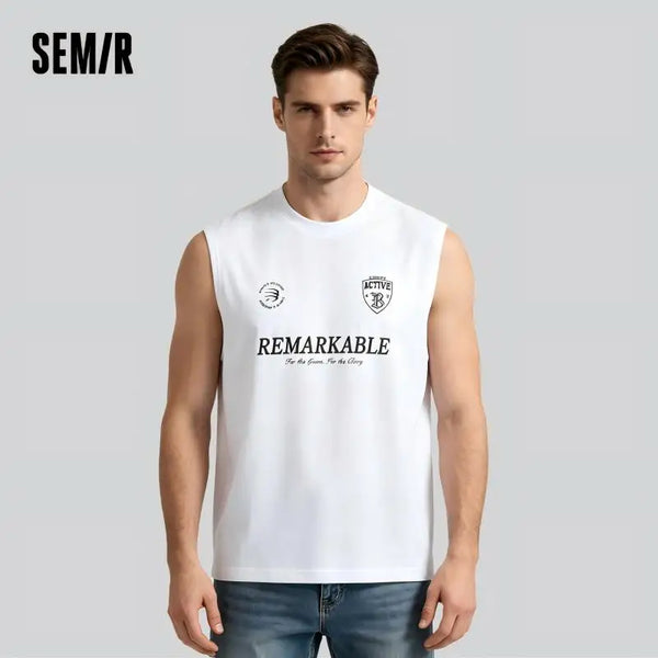 អាវកាក់បុរស Semir ឆ្នាំ ២០២៦ អាវកីឡាអាមេរិកាំងគ្មានដៃ ប៉ាក់ដោយកប្បាសសុទ្ធ សាមញ្ញ បោះពុម្ព ធ្វើដំណើរ