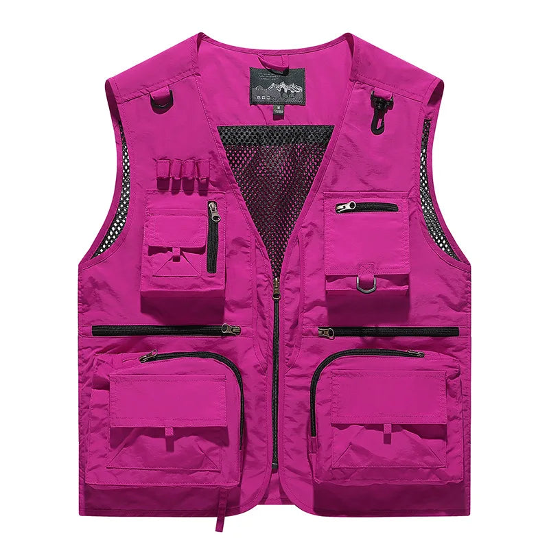 2026 Spring and Autumn's New mesh quick-drying vest for men's casual outdoor multi-bag fishing and photography workwear