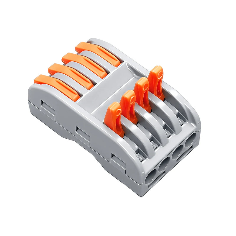 TOMZN 12PCS Lever Wire Connectors 4 In 4 Out Quick Splicing Terminal Blocks 32A 250V for 28-12AWG Solid Stranded Flexible Wires