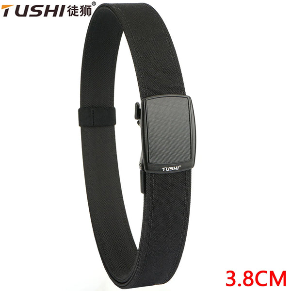 TUSHI Automatic Buckle Belt for Men 38mm Hard Nylon Military Tactical Belt Hunting Gun Belt Male Outdoor Girdle IPSC Accessories