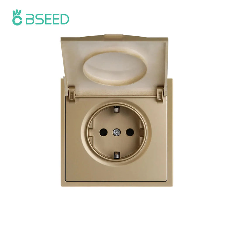 BSEED EU Standard Wall Power Socket With Cover Electrical Outlets Waterproof Wall Plug White Black Plastic Frame 16A