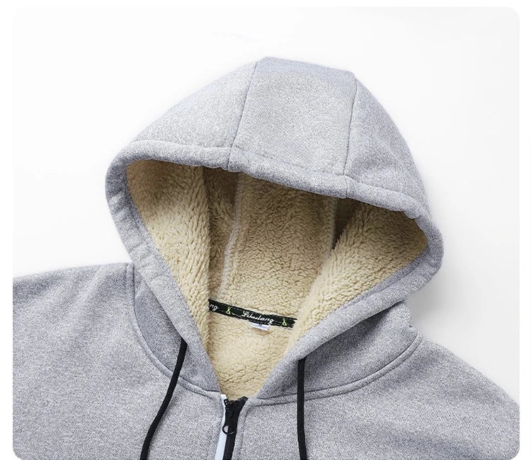 ‌Blue Fleece-Lined Hoodie Jacket for Men - Warm, Comfortable, Casual Style‌ Male Coat. Size M-5XL 6XL
