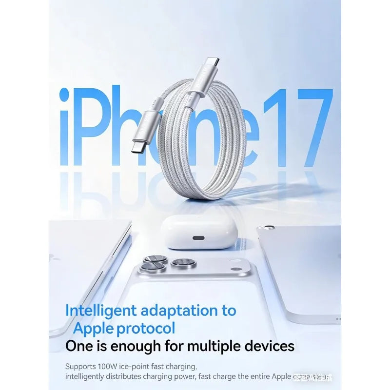 ខ្សែសាក ANKER សម្រាប់ Apple 17/16/15 Pro Max ខ្សែសាកទិន្នន័យប្រភេទ C ពីរ 100W / 140W សាកលឿនខ្លាំង