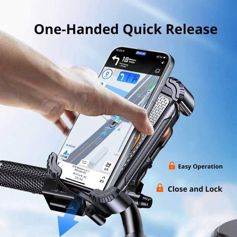 SEAMETAL Universal Bicycle Phone Holder Shockproof Motorcycle Phone Mount for Motorcycle Handlebar Rearview Mirror 4.7-6.8”Phone
