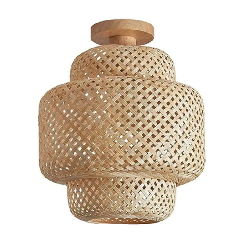 JOYINLED Japanese Style Bamboo Ceiling Lamp 30CM Ceiling Light Handmade Light Fixture E27 for Dining Living Room Home Decor