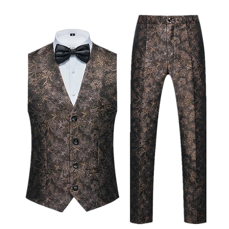 2026 New Men's Sleeveless Vest with Trousers, Wedding Party 2-Piece Set, White, Black, Red, Purple, Asian Size M-6XL
