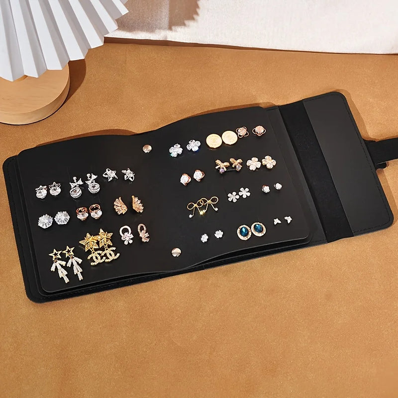 1pc Multifunctional Large Capacity Display Earring Necklace Storage Box,Portable,Suitable for Studs,Hoops and Pendant Earrings