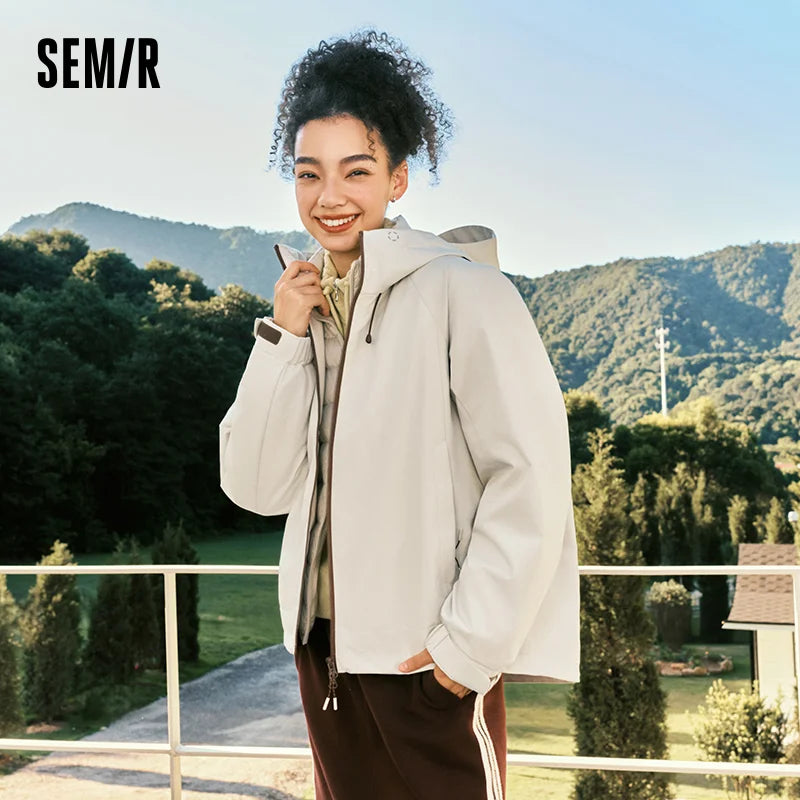 អាវក្រៅ Semir សម្រាប់នារី ការពារទឹក ការពារខ្យល់ ធន់នឹងស្នាមប្រឡាក់ ៩០ ភាគរយ បំពេញដោយរោមចៀមបីស្រទាប់ រចនាបថរដូវរងាឆ្នាំ ២០២៦ សម្រាប់រាល់ថ្ងៃ