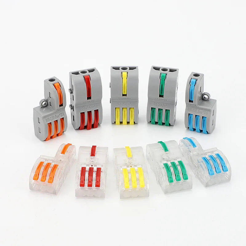 10/1000PCS Mini Quick Wiring Connector Universal Splitter wiring cable Push-in Combined Butt Terminal Block 1 in 2/3 out 32A SPL