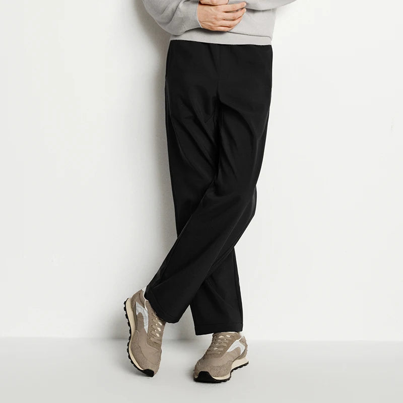 Semir Casual Pants Men Three-Resistant Soft Shell Fleece Lined Straight Leg 2025 Winter New Long Pants Commuting Basic Versatile