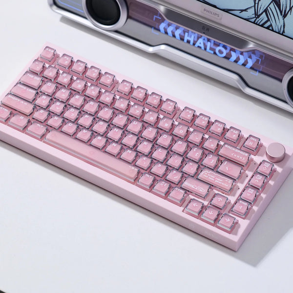 Akko 126 Keys Keycap Set Quantum Horizon Cherry Profile Double Shot High-Transparency PC Mirror-Electroplated Keycaps for ANSI
