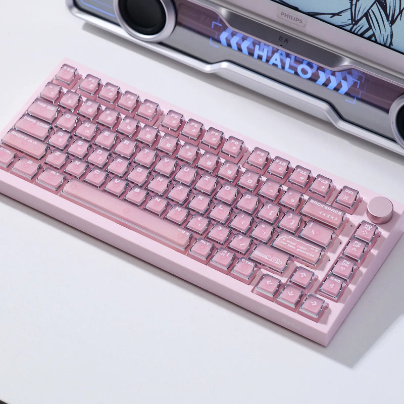 Akko 126 Keys Keycap Set Quantum Horizon Cherry Profile Double Shot High-Transparency PC Mirror-Electroplated Keycaps for ANSI
