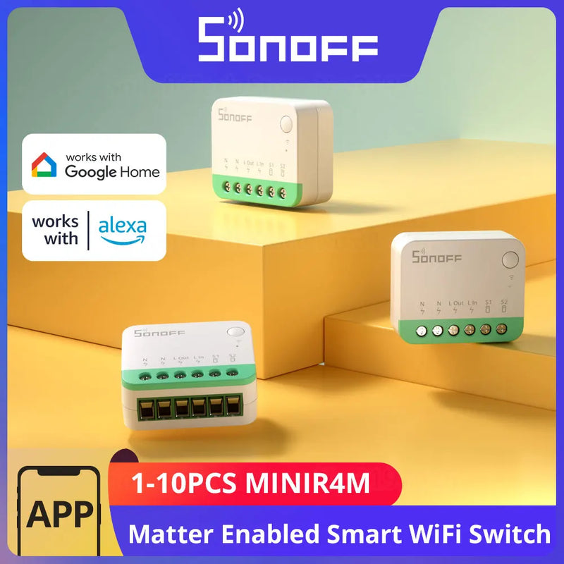 SONOFF MINIR4M Smart WiFi Switch ESP32 Chip Mini Detach Relay EWeLink Voice Control Compatible with Alexa Google Home 1-10PCS