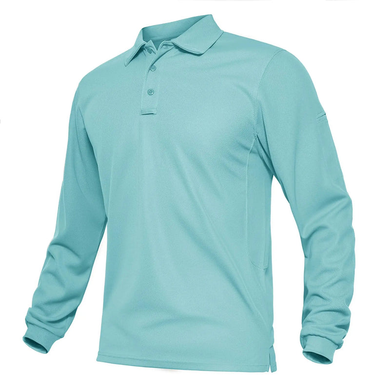 TACVASEN Summer Long Sleeve Performance Quick Drying Polos T-shirts Mens Office Shirt Golf Team Work Shirts Casual Tops