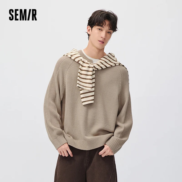 អាវយឺតប៉ាក់ Semir សម្រាប់បុរស រចនាបថកមូល ដៃអាវ Raglan ឆ្នាំ ២០២៦ សម្លៀកបំពាក់ប្រចាំថ្ងៃរដូវរងាថ្មី រចនាប័ទ្មធម្មតាសម្រាប់ទីក្រុង