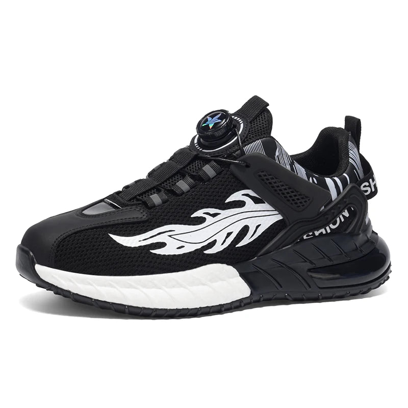 Men's rotating buckle sports casual shoes four seasons breathable lightweight outdoor running shoes student basketball sneakers