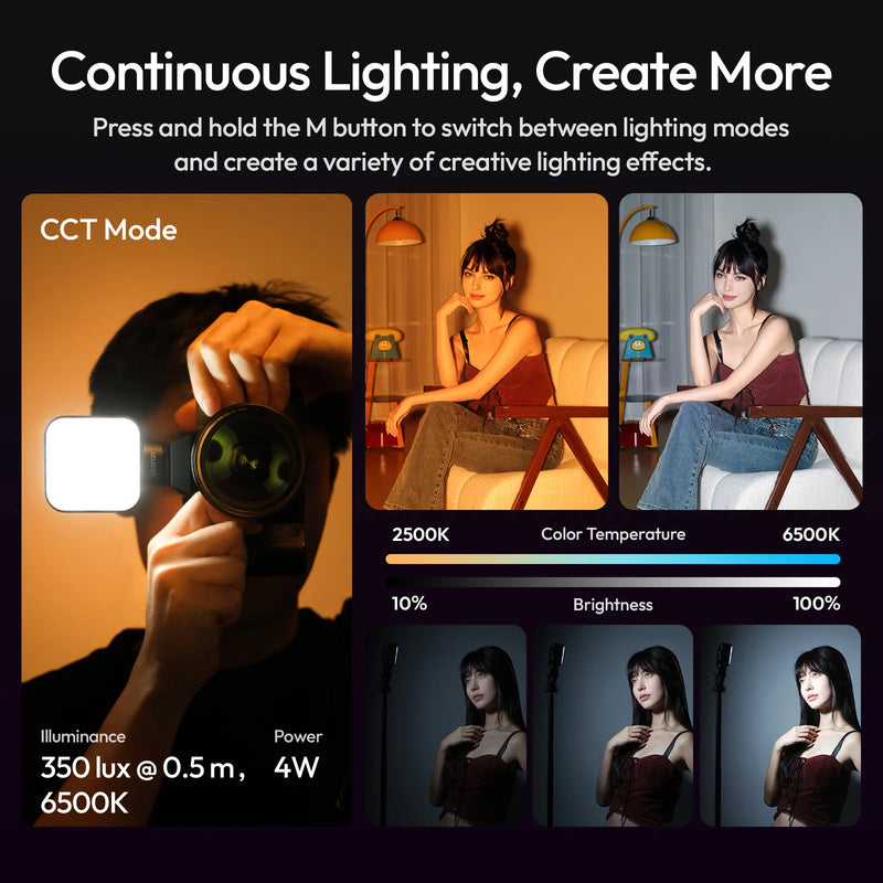 ភ្លើងវីដេអូ Ulanzi F8 ចល័ត RGB ពន្លឺកាមេរ៉ា GN8 2500-6500K បំពេញពន្លឺសម្រាប់ Canon សម្រាប់ Sony សម្រាប់ Nikon សម្រាប់ Fuji Vlog Photography