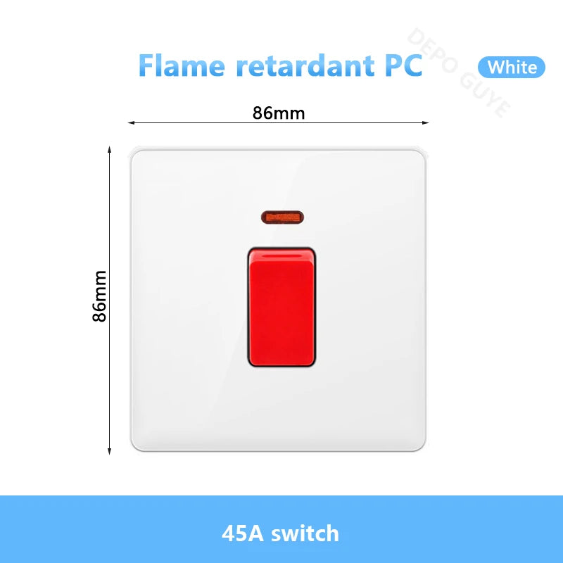 White UK Standard 13A USB Wall Socket Panel,Universal 18W Type-c Quick Charge Socket Plug,Wall Light Switch Electrical outlet