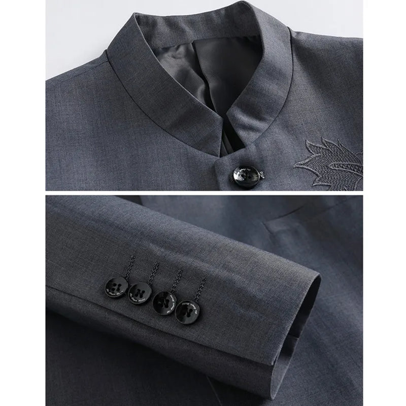 Chinese Style Men's Long Sleeve Suit Jacket, Slim Fit Coat, Asian Size M-6XL, Available in Blue,Black,White,Red,Grey Blazers