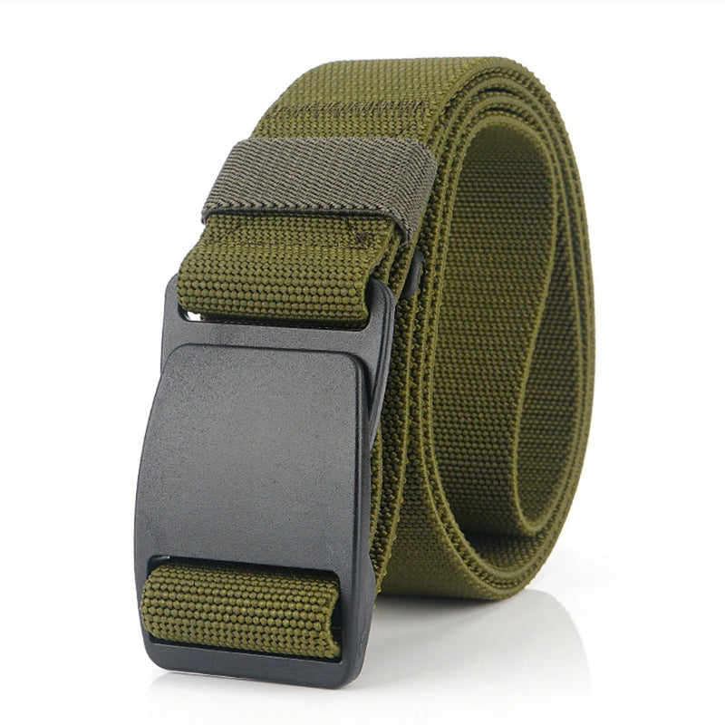 TUSHI New Men's Canvas Belt Plastic Buckle Metal-Free Nylon Tactical Waist Belt Women's Belt Outdoor Hiking Webbing Belt Neutral