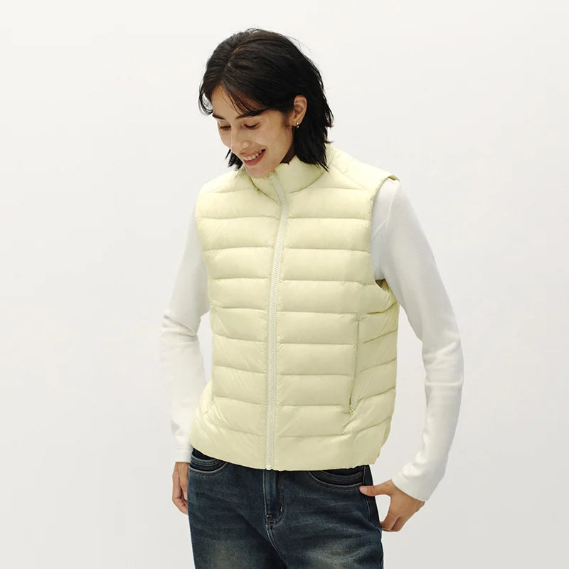 Semir Women Down Vest Thermal Warmth Lightweight 90 Percent Down Fill Slim Fit Stand Collar Layering Solid Color 2026 New