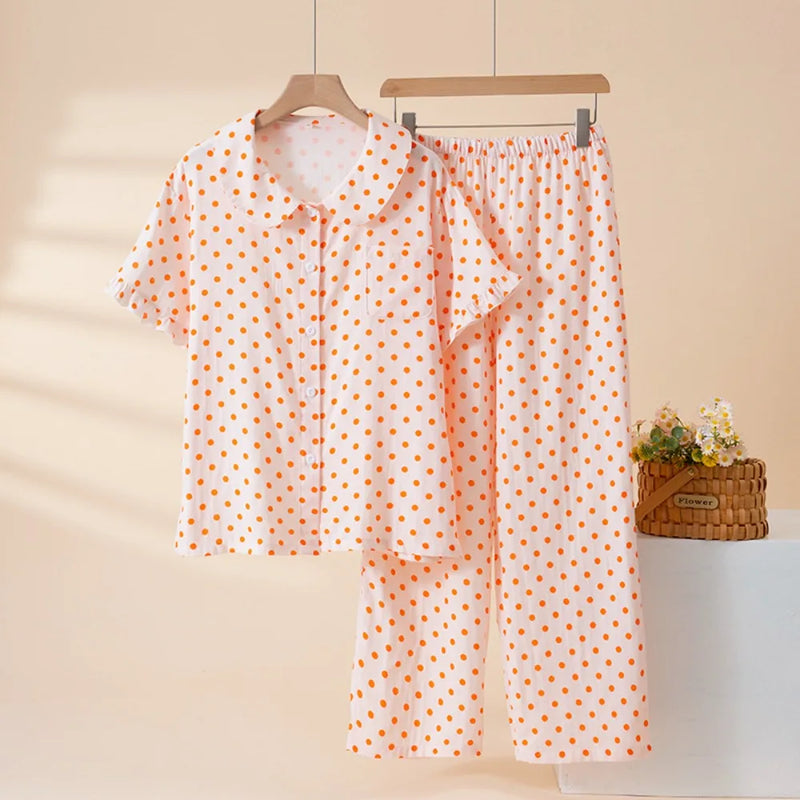 2Pcs/Set Summer Women's Pajamas Sleepwear Loungewear Suit Short Sleeve Top Comfort for Homewear New Casual Soft Pajamas Set