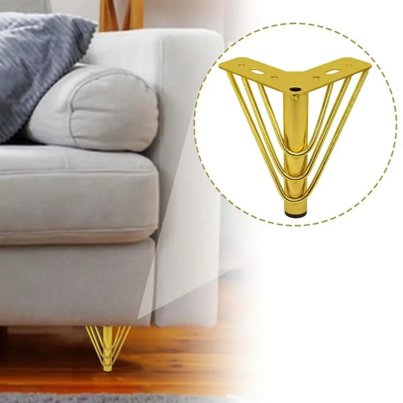 4Pcs Metal Furniture Legs Gold/Black/Silver, Modern Triangle Sofa Cabinet Feet, Replacement Support Leg for Couch Table Dresser