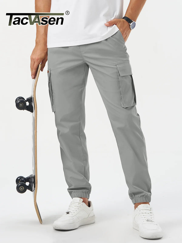 TACVASEN Men's Casual Cargo Pants Joggers With 5 Pockets Elastic Waist Drawstring Tapered Work Pant with Pockets Sweatpants