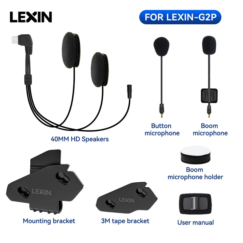 Brand Lexin Intercom Headset & Clip Set Accessories for LX-G2P Bluetooth Helmet Interphone Intercom Headphone Jack Plug