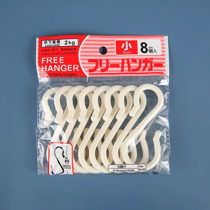 8pcs Plastic S-Shaped Hooks, Multi-Purpose Home Storage Hooks,S-Shaped Hooks,Suitable for Bathroom,Bedroom,Utility Hooks