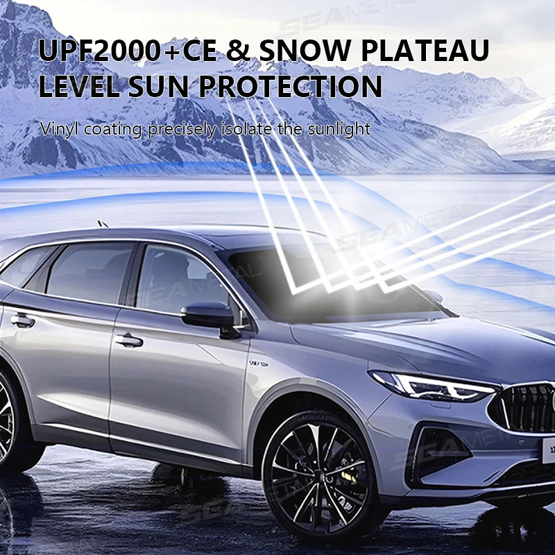 SEAMETAL Car Windshield Sunshade Cover Foldable Car Front Window Sun Shade 99.95% UV Block Protection UPF2000+ Car Curtain Cover