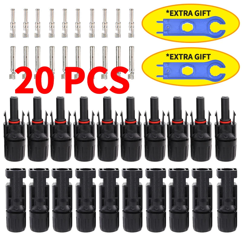 Free shipping 600/400/200/100/10 Pcs DC Solar Connector 1000V30A Panel Stecker Connectors Kit for Cable 2.5/4/6mm2