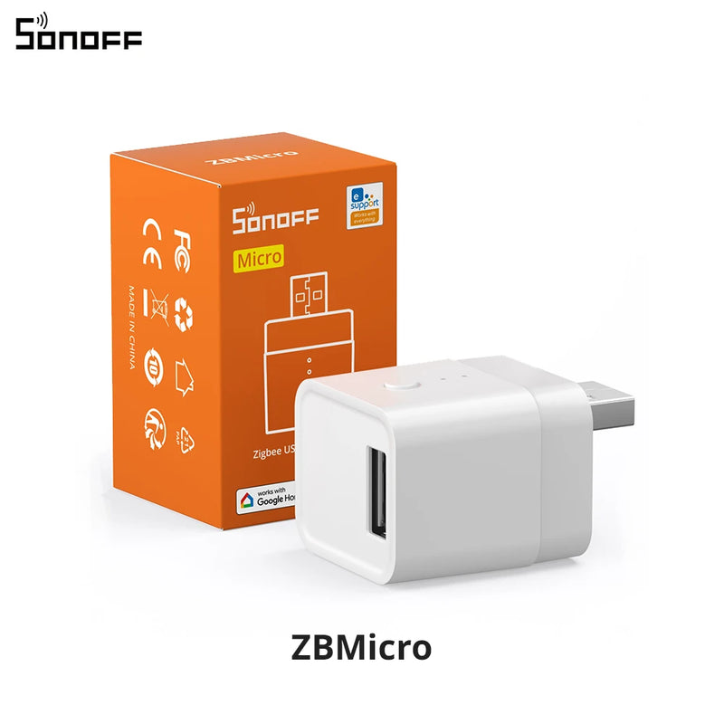 SONOFF ZBMicro Zigbee Micro USB Smart Adaptor Fast Charging EFR32MG21 Wide Transmit Coverage Voice Control eWeLink Alexa Google