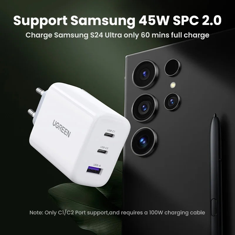 UGREEN 65W PD Charger Quick Charge 4.0 3.0 Type C PD USB Charger for iPhone 18 17 16 Pro Max Fast Charger For Laptop PD Charger