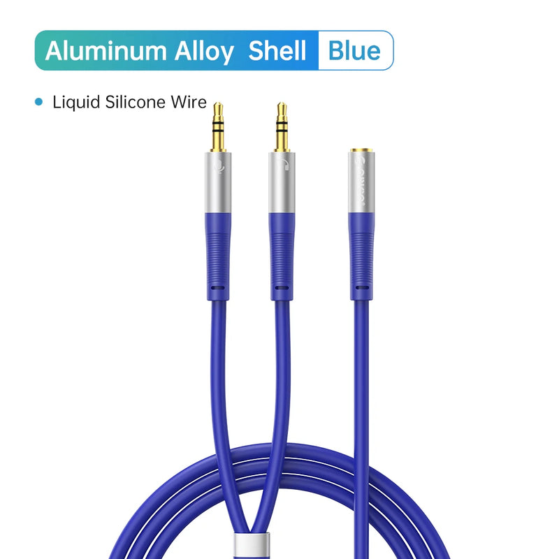 ORICO Headphone Splitter 3.5mm Audio Mic Cable Microphone Liquid Silicone Wire for PC Laptop Headsets Nintendo Switch Speaker