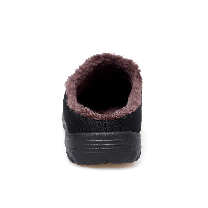 Lightweight Winter Slippers Men Women Indoor Plush Slippers Black Red Warm Home Cotton Shoes Unisex Size 34-44