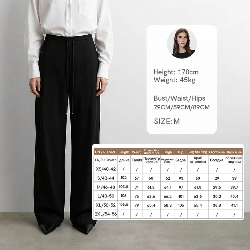 Amii Women Wide Leg Pants Ankle Length Office Autumn Casual Loose Trouser Versatile Essential Woman Bottoms Clothing 12623017