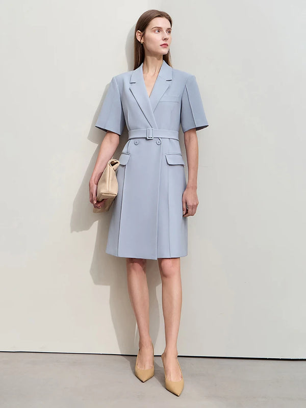 រ៉ូប Amii Minimalism Blazer សម្រាប់ស្ត្រីឆ្នាំ ២០២៤ រដូវស្លឹកឈើជ្រុះថ្មីកអាវបត់ចុះជាមួយខ្សែក្រវ៉ាត់ដៃខ្លីឈើចាក់ធ្មេញរ៉ូបបត់ ១២៤៤១១៩៨