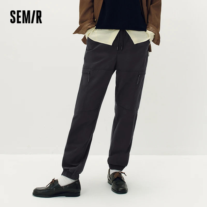 Semir Men Pants Drawstring Waist Loose Tapered Cargo Multi Pocket Outdoor 2026 Autumn Jogger Style Long Trousers Daily Wear