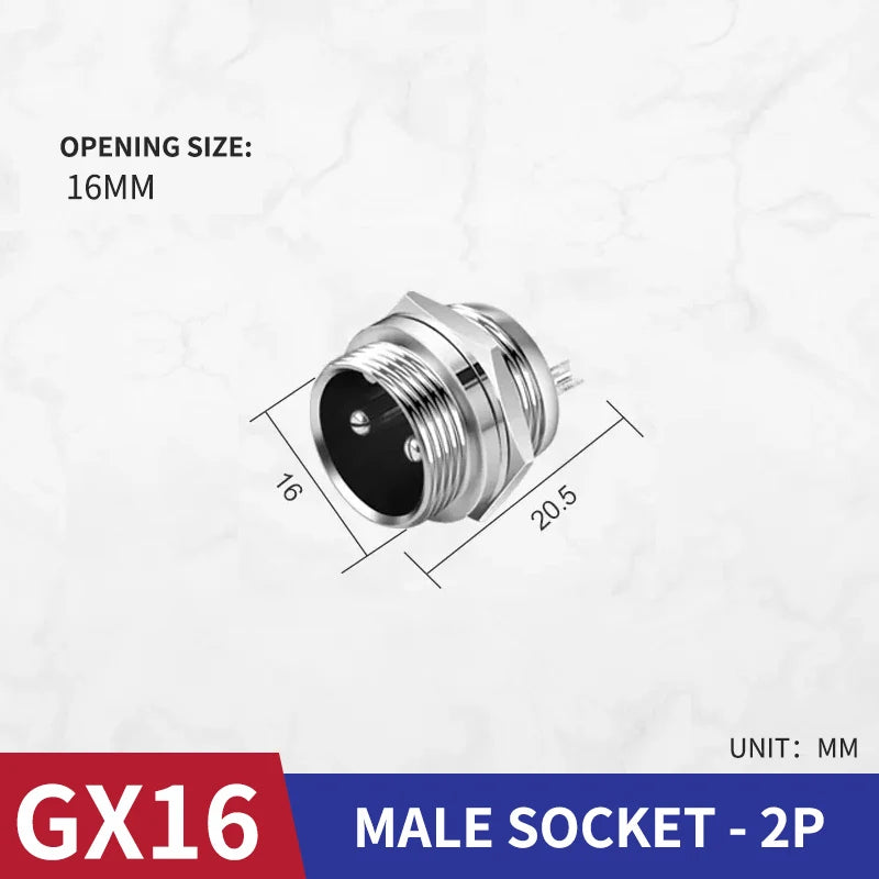 10 Pcs GX16 Male And Female Aviation Plug Socket Connector GX16-2/3/4/5/6/7/8/9/10 PIN Cable Aviation Plug Connector Rear Nut