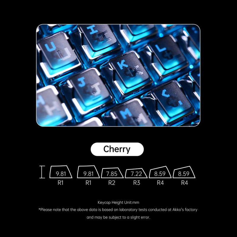 Akko 126 Keys Keycap Set Quantum Horizon Cherry Profile Double Shot High-Transparency PC Mirror-Electroplated Keycaps for ANSI