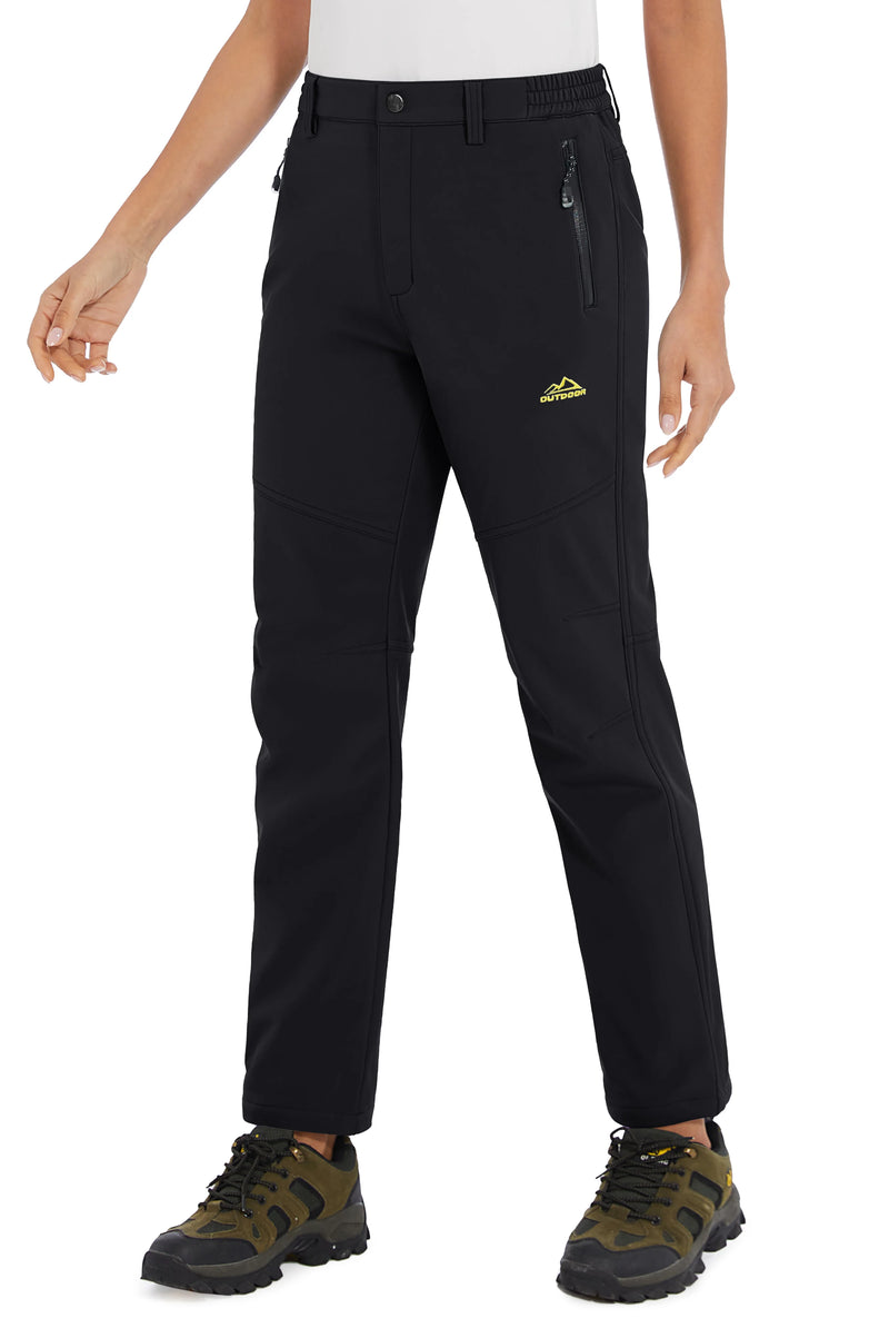 TACVASEN Womens Winter Waterproof pants Fleece Lined  Softshell Trousers With Zipper Pockets Thermal Cargo Outdoor Ski Pants