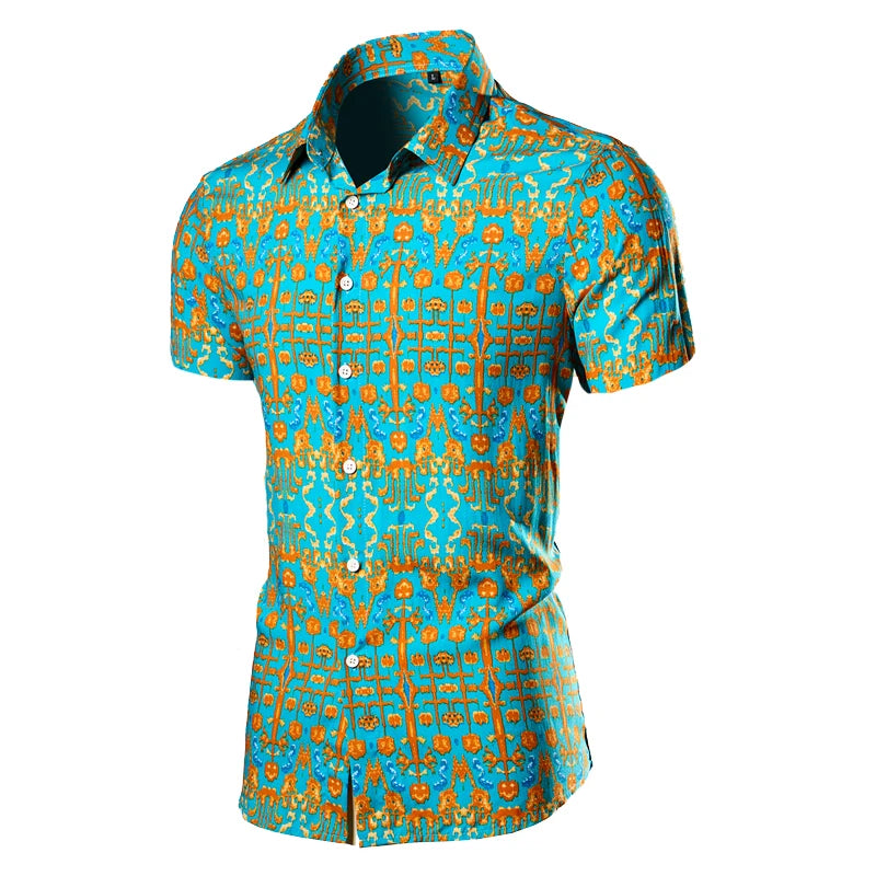 2026 Chinese Style Bright Men's Red Print Long Sleeve Shirt, Single Breasted Lapel Shirts, Green Black Fashion Casual Camisa