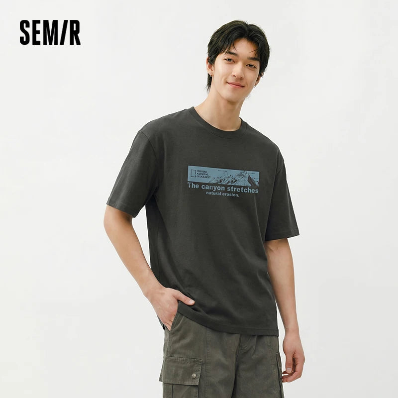 Semir Mens Tshirt 2026 Outdoor Printed Knitted Trendy Versatile Casual Style Soft Daily Wear
