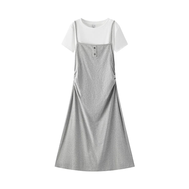 Semir Women Dress Solid 2026 Pleated Waist Cinched Two Piece Elegant Urban Casual Everyday Style Soft Comfortable Daily Wear