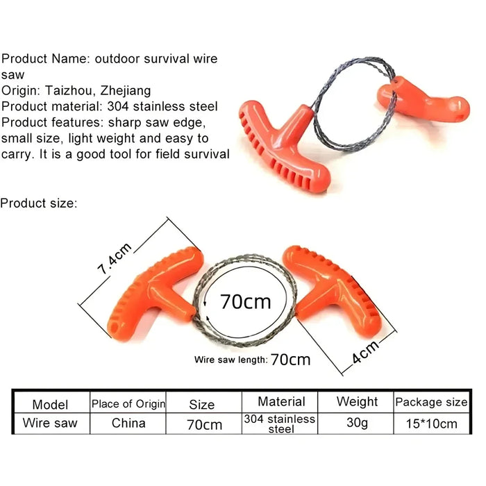 Outdoor Manual Hand Steel Wire Saw Survival Tools Hand Chain Saw Cutter Portable Travel Camping Emergency Gear Steel Wire Kits