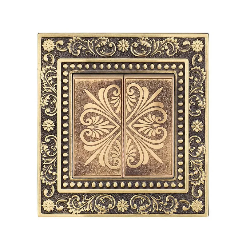 Luxury European retro Metal Button Switch panel,EU France Standard copper Wall socket,Universal light home switch power outlet